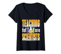 Donna Insegnare ai futuri scienziati con beute Colorate Maglietta con Collo a V