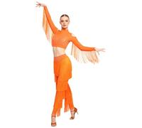 Donna Insemi Costumi Ballo Latino Due Pezzi Abito Da Da Vestito Sala | Tessuto Elasticizzato,Frange Fluttuanti,Per La Danza E Il Palco,Salsa,Pattinaggio,Casual,Tango,Latino,Recital Di Solista
