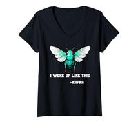 Donna Insetto Mi sono svegliato come questo Franz Kafka Cicada Beetle Bugs Maglietta con Collo a V