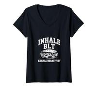 Donna Inspira BLT Espira negatività divertente BLT Sandwich Maglietta con Collo a V