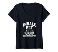 Donna Inspira BLT Espirare Negatività Divertente BLT Maglietta con Collo a V