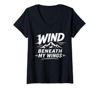 Donna Inspirational Mountain Quote Wind Beneath My Wings Maglietta con Collo a V