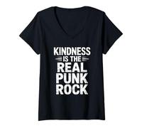 Donna Inspirational Saying Kindness Is The Real Punk Rock Citazione Maglietta con Collo a V