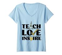 Donna Inspirational Teach Love Inspire Back To School Math Teacher Maglietta con Collo a V