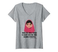Donna Inspire Malala Yousafzai Maglietta Maglietta con Collo a V