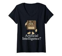 Donna Intelligenza Artificiale? Floppy Disc Maglietta con Collo a V