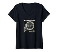 Donna Intelligenza Artificiale Mirror Dati Self Cyberpunk AI Grande Maglietta con Collo a V
