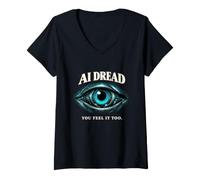 Donna Intelligenza Artificiale Occhio cibernetico AI Dread Fantascienza Maglietta con Collo a V