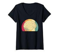 Donna Intelligenza Cervello Pensiero Psiche Scienza Retro Vintage Maglietta con Collo a V