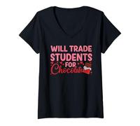 Donna international chocolate day Funny Chocolate Lovers Teacher Maglietta con Collo a V