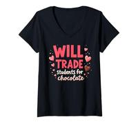 Donna international chocolate day Funny Chocolate Lovers Teacher Maglietta con Collo a V