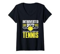 Donna Introverso ma disposto a discutere del tennista Maglietta con Collo a V