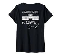 Donna INTROVERTATI DISPONIBILITÀ di DISCUTARE PEMBERLEY Austen Meme sul Retro Maglietta con Collo a V