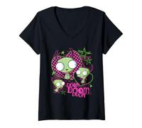 Donna Invader Zim Gir Doom Doom Doom Scene Doodles Cartoon Maglietta con Collo a V