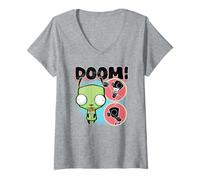 Donna Invader Zim Gir in Dog Suit Doom Piggy Robot Circles Maglietta con Collo a V