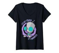 Donna Invader Zim It's Not Stupid It's Advanced Robot Cartoon Maglietta con Collo a V