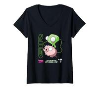 Donna Invader Zim Let’s Go to My Room Pig Gir Maglietta con Collo a V