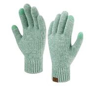 Donna Invernale Termici Touch Screen Guanti in Maglia con Elastici Polsini, Verde Menta