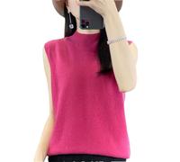 Donna Inverno Lana Semi Collo Alto Senza Maniche Lavorato A Maglia Elegante Intimo Maglione Cashmere, Shu Mei Wq811, L
