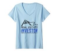 Donna Investitore immobiliare Azionista Investire Azioni Maglietta con Collo a V