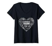 Donna Io d Rather Be Trading Cuore con Linea Sottile Icone Design Maglietta con Collo a V