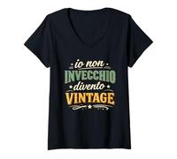 Donna Io Non Invecchio Divento Vintage Ironico e Divertente Maglietta con Collo a V