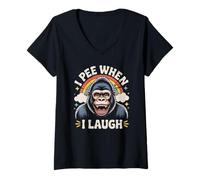 Donna Io pipì quando rido Gorilla Gag umoristico Maglietta con Collo a V