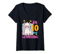 Donna Io sono 10 e Llamazing Compleanno per gli amanti dei lama Maglietta con Collo a V