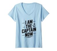 Donna Io Sono Il Capitano Ora Divertente Umorismo Nautico Maglietta con Collo a V