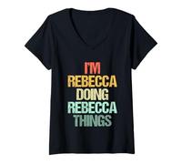 Donna Io Sono Rebecca Doing Rebecca Things - Divertente Detto Nome Rebecca Maglietta con Collo a V