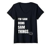 Donna Io Sono Sam Doing Sam Things - Divertente Personalizzato Sam Maglietta con Collo a V
