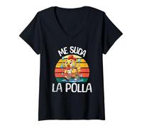 Donna Io Suda La Polla Divertida Maglietta con Collo a V