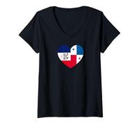 Donna Iowa and Panama Flags: Heart Shaped Unity Maglietta con Collo a V