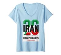 Donna Iran 20 Campioni 2026 Team Melli 32N 53E Pride Maglietta con Collo a V