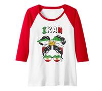 Donna Iran, Bandiera iraniana, Iran Girl, Donne iraniane Ragazze Maglia con Maniche Raglan