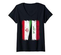 Donna Iran Iraq Half Flag Iranian Iraq Jersey Maglietta con Collo a V