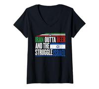 Donna Iran Outta Birra E La Lotta Israele Divertente Maglietta con Collo a V