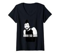 Donna Iran So Far Divertente Gioco di Parole Distance Runner Grafica Sarcastica Maglietta con Collo a V