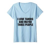 Donna Iran Tahdig Divertente Amo Tahdig E Forse Tre Persone Maglietta con Collo a V