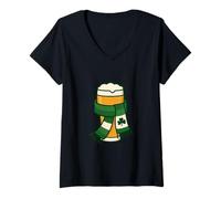 Donna Irish Cheer St. Patrick's Day Clover Sciarpa Design Maglietta con Collo a V