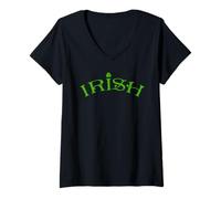 Donna IRISH Drink Fight Whisky irlandese Doppio lato Maglietta con Collo a V