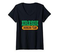 Donna Irish Drinking Team Divertente San Patrizio Maglietta con Collo a V