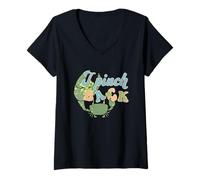 Donna Irish Punch Back Shamrock Crab Lucky St Patricks Art Maglietta con Collo a V