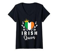 Donna Irish Queen Ireland Flag Proud Irish Woman Maglietta con Collo a V
