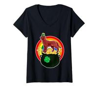 Donna Irish Setter Dog Lucky Charm Shamrock Funny St Patricks Day Maglietta con Collo a V