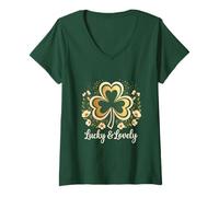 Donna Irish Shamrock Lovely Luck San Patrizio per Uscire Maglietta con Collo a V