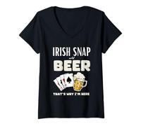 Donna Irish Snap and Beer Ecco perché sono qui Maglietta con Collo a V