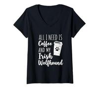 Donna Irish Wolfhound & Coffee Dog Lover Maglietta con Collo a V