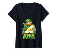 Donna Irish You Were Beer Funny Leprechaun San Patrizio Maglietta con Collo a V