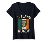 Donna Irlanda Bandiera Rugby Maglietta con Collo a V